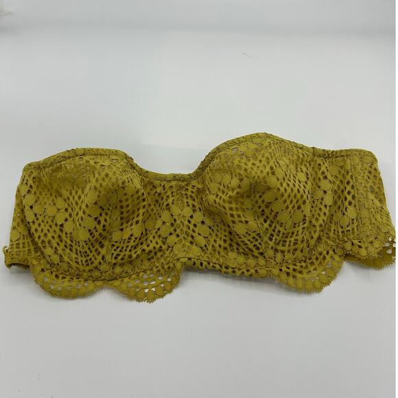 Victoria’s Secret Bralette Medium Green Lace Strapless Bandeau Cropped Top boho - Picture 2 of 10
